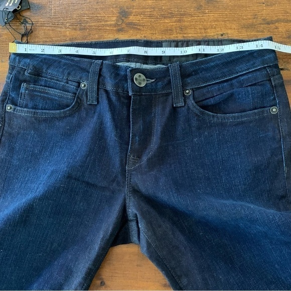 Paper Denim Waxy Resin Jeans Low Rise Flare Coated Dark Wash Jeans Sz 28 - Picture 10 of 12